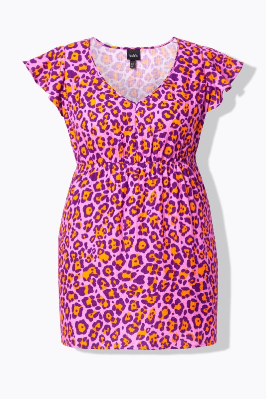 Leopard Print Sleeveless Ruffle Blouse