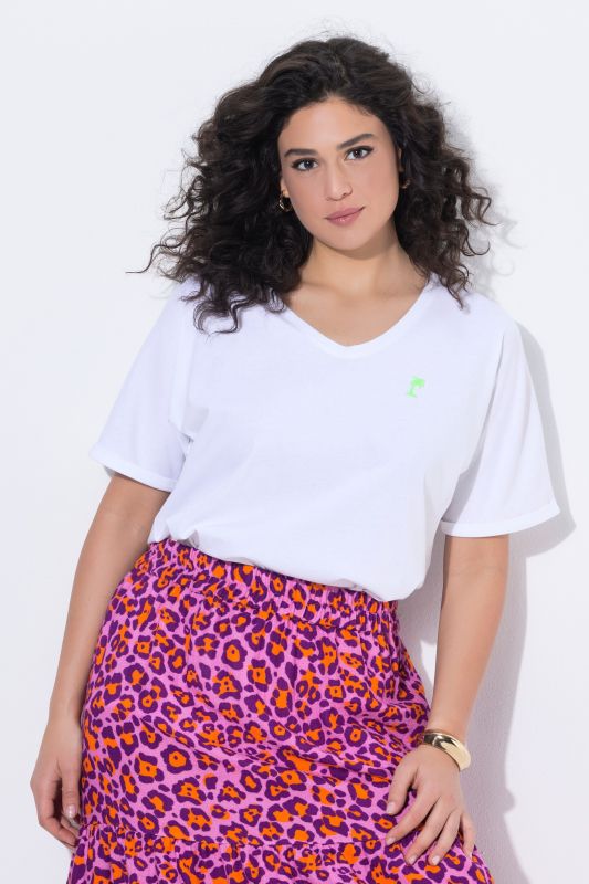 Тениска с принт на палма на гърба