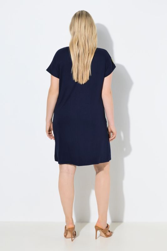 Tropical Leaf Print Chiffon Panel Dress