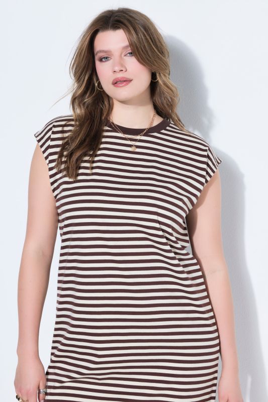Stripe Print Cotton Knit Dress