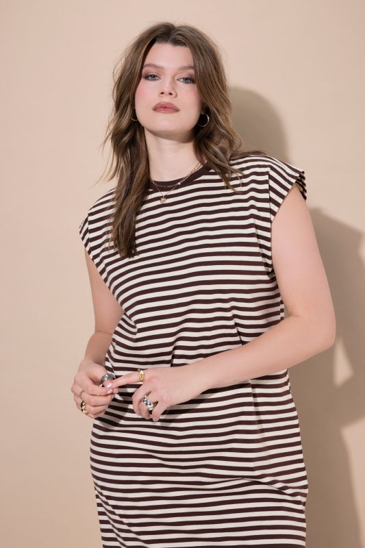 Stripe Print Cotton Knit Dress