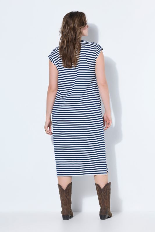 Stripe Print Cotton Knit Dress