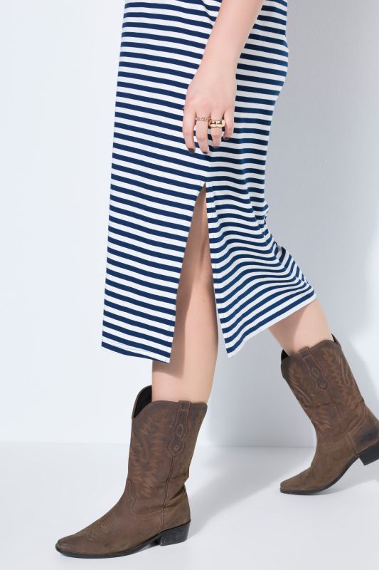 Stripe Print Cotton Knit Dress
