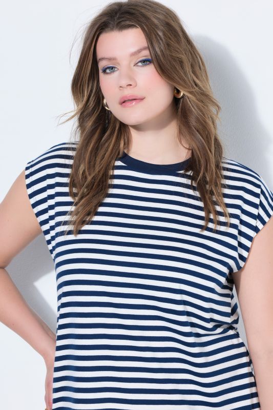 Stripe Print Cotton Knit Dress