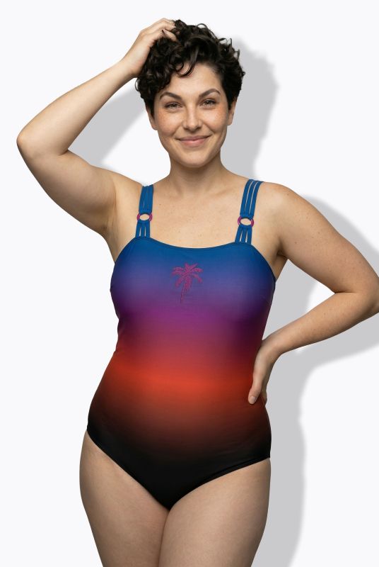 Sunset Gradient Split Strap Swimsuit