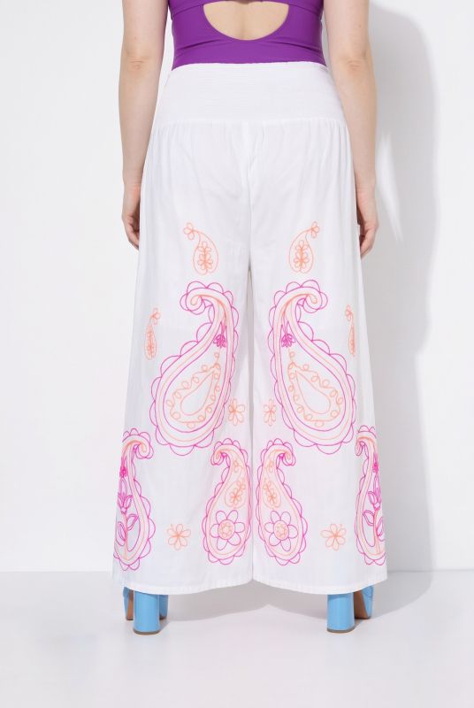 Paisley Embroidered Elastic Waist Culottes