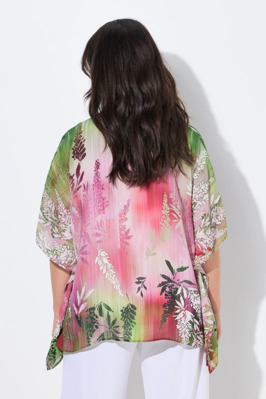 Floral Gradient Layered Chiffon Blouse