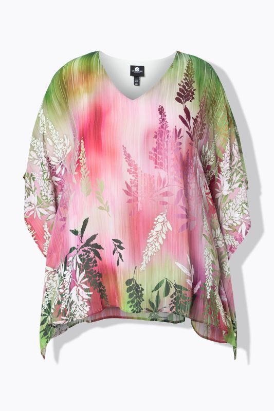 Floral Gradient Layered Chiffon Blouse