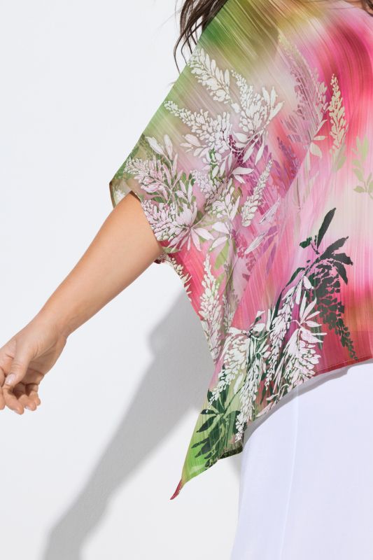 Floral Gradient Layered Chiffon Blouse