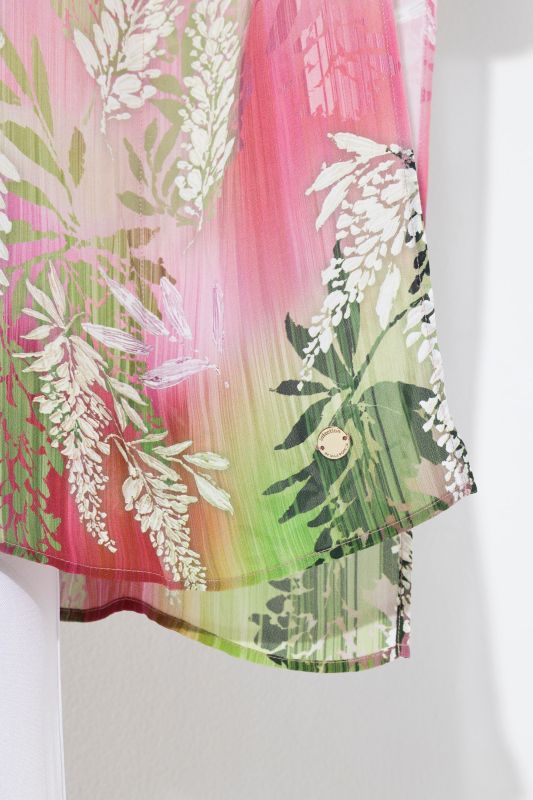 Floral Gradient Layered Chiffon Blouse