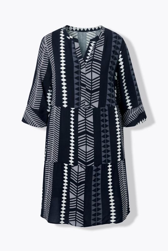 Graphic Striped 3/4 Sleeve Dress
