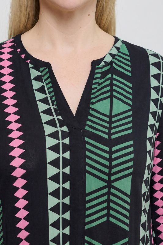 Graphic Striped 3/4 Sleeve Dress