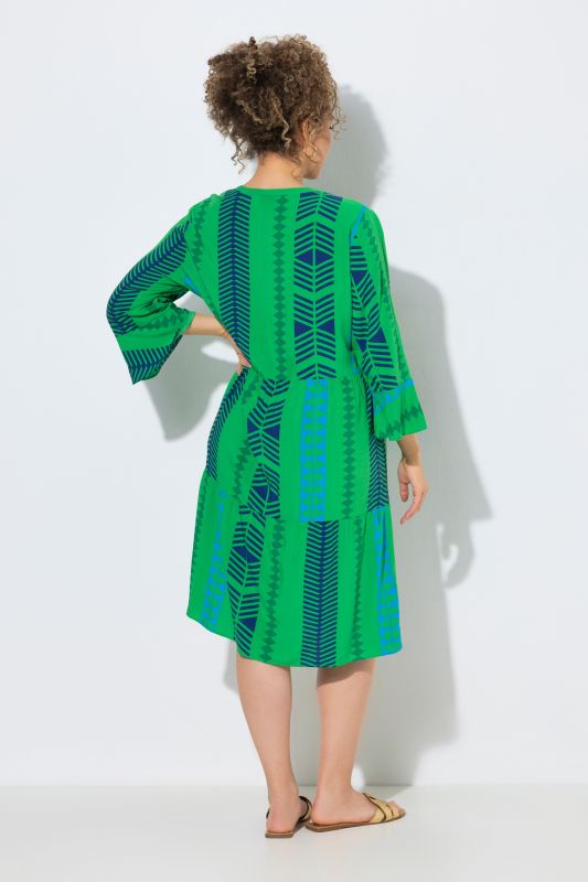 Graphic Striped 3/4 Sleeve Dress