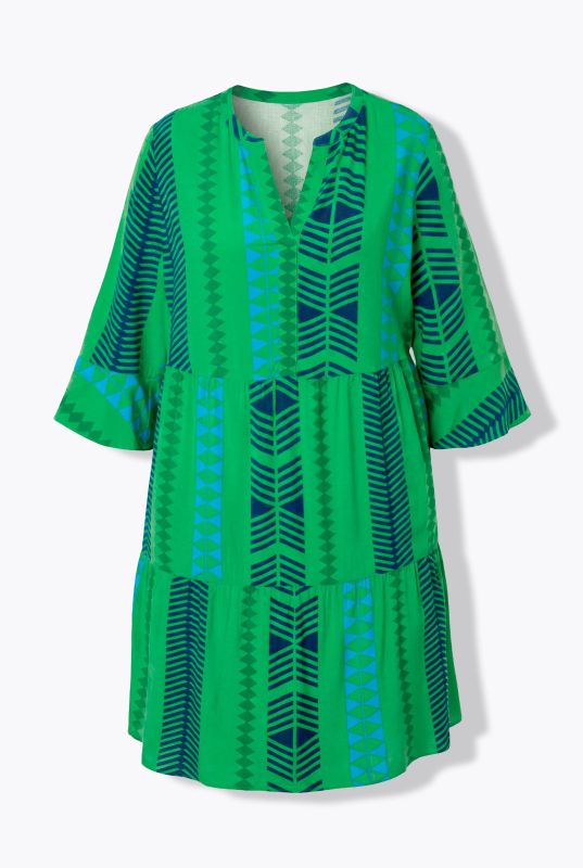 Graphic Striped 3/4 Sleeve Dress