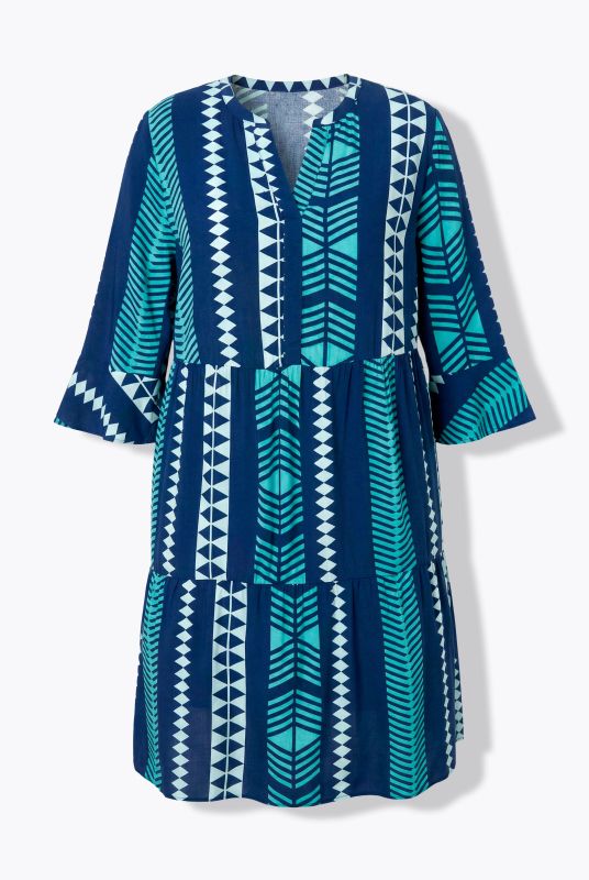 Graphic Striped 3/4 Sleeve Dress