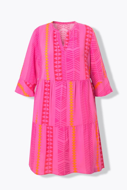 Graphic Striped 3/4 Sleeve Dress