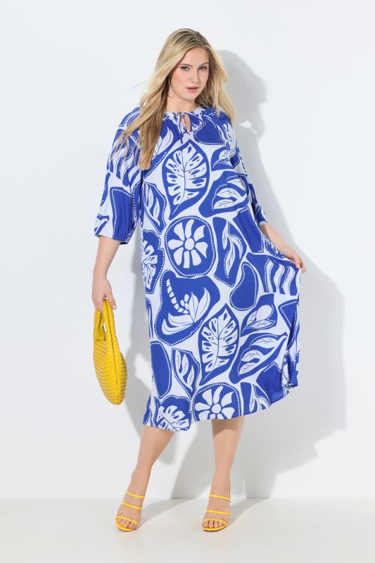 Graphic Tropical Print Pocket Dress