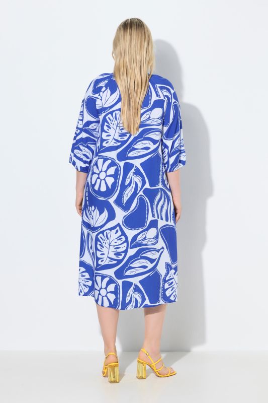 Graphic Tropical Print Pocket Dress