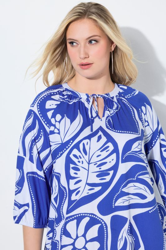 Graphic Tropical Print Pocket Dress