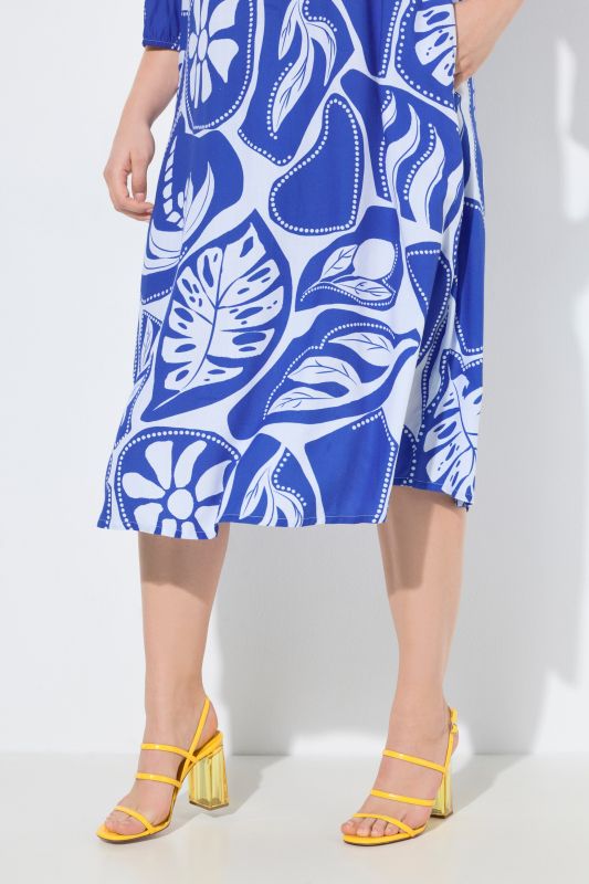 Graphic Tropical Print Pocket Dress