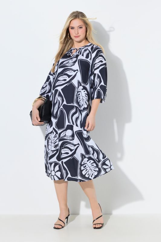 Graphic Tropical Print Pocket Dress