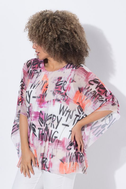 Printed Layered Mesh Blouse