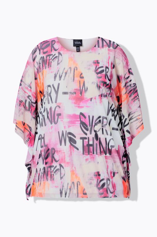 Printed Layered Mesh Blouse