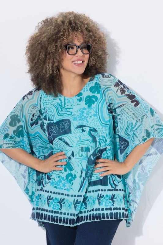 Printed Layered Mesh Blouse