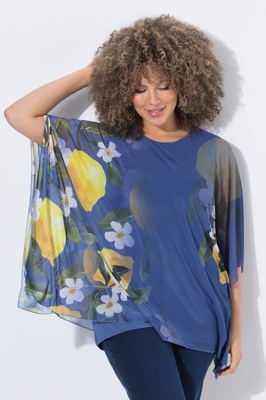 Printed Layered Mesh Blouse