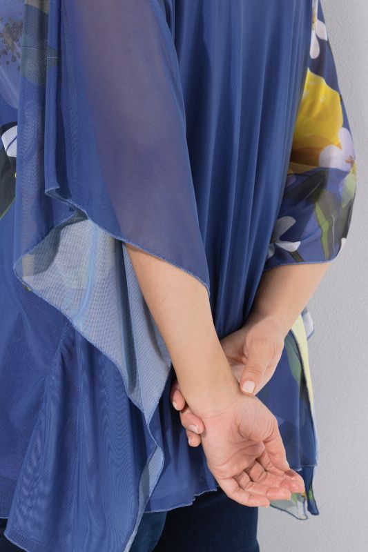 Printed Layered Mesh Blouse