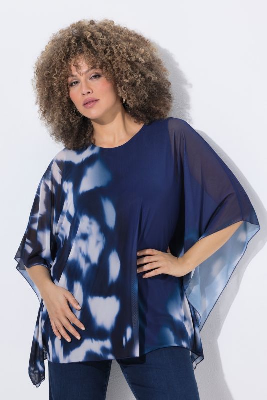 Printed Layered Mesh Blouse