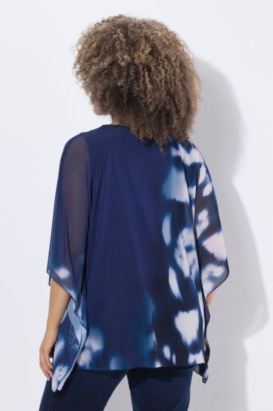 Printed Layered Mesh Blouse
