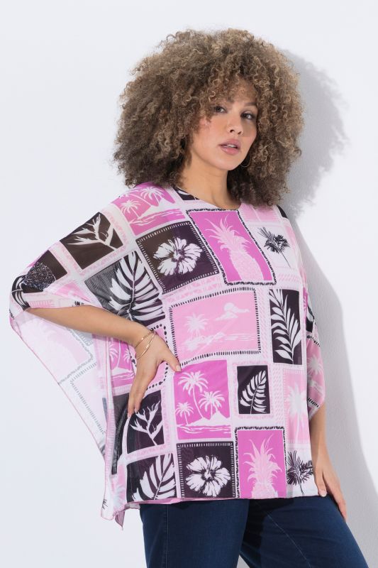 Printed Layered Mesh Blouse