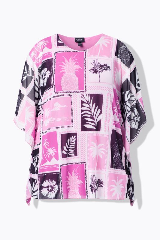 Printed Layered Mesh Blouse