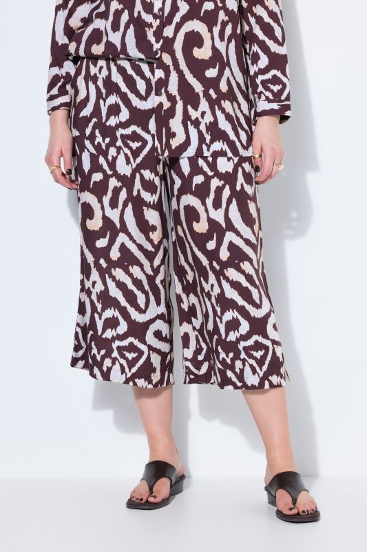 Ikat Print Elastic Waist Culottes