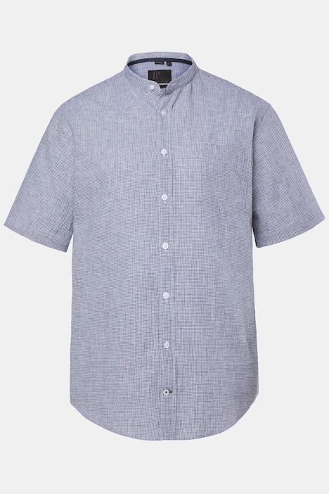 Linen-blend checked shirt