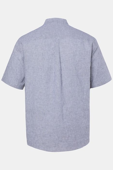 Linen-blend checked shirt