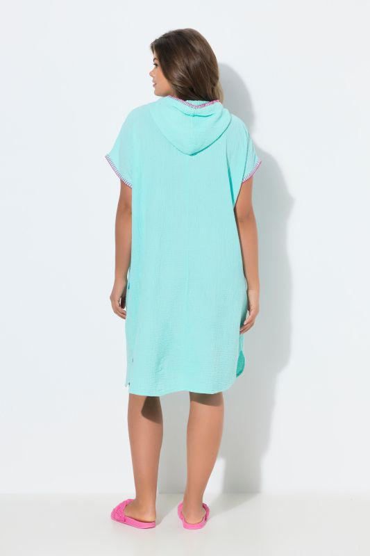 Contrast Stitch Hooded Muslin Dress
