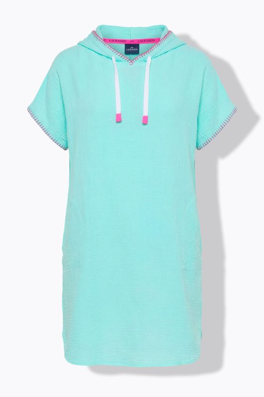 Contrast Stitch Hooded Muslin Dress