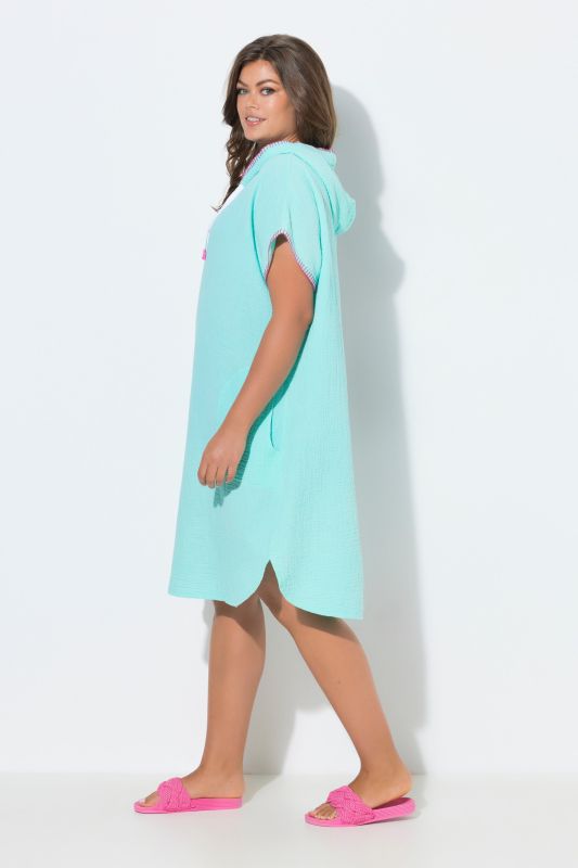 Contrast Stitch Hooded Muslin Dress