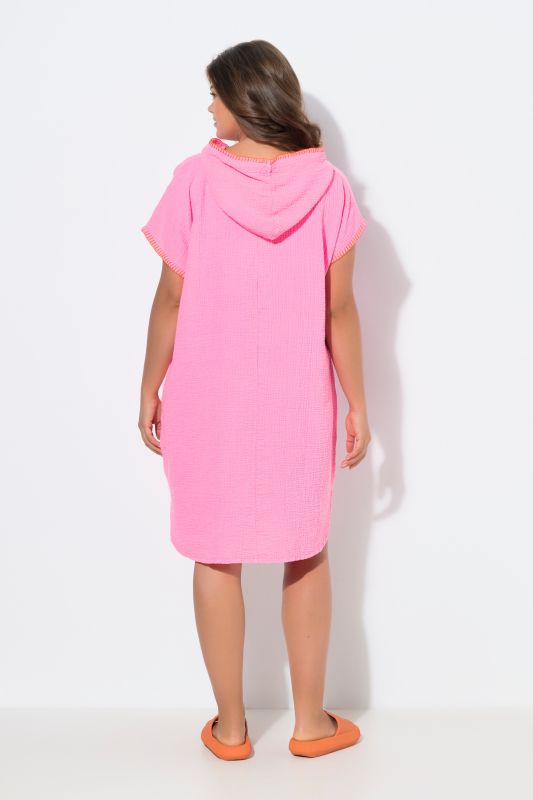 Contrast Stitch Hooded Muslin Dress