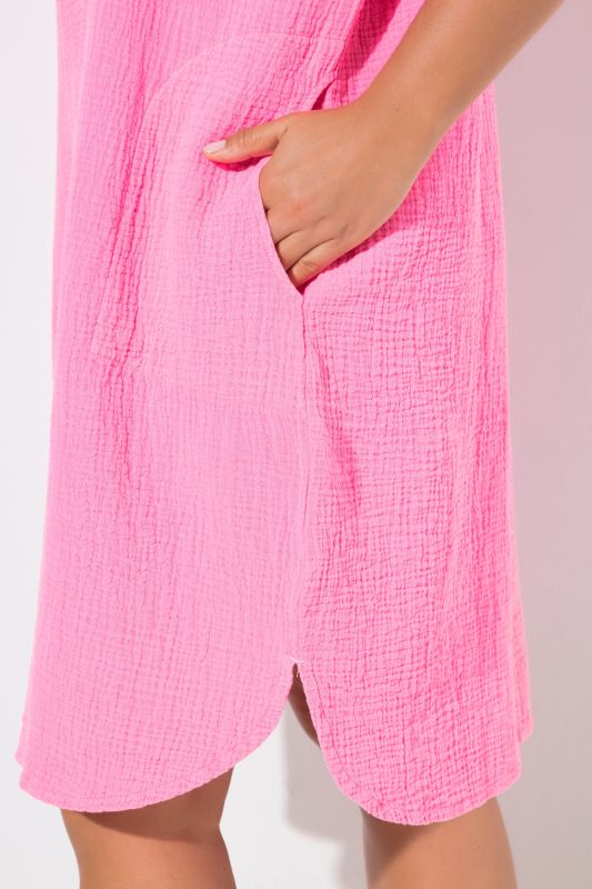 Contrast Stitch Hooded Muslin Dress