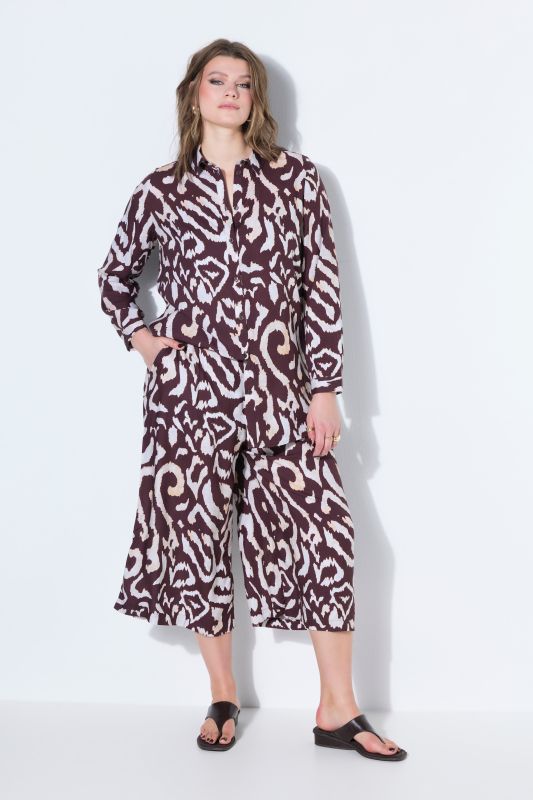 Ikat Print Elastic Waist Culottes