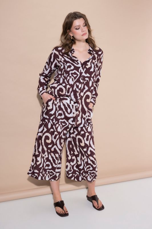 Ikat Print Elastic Waist Culottes