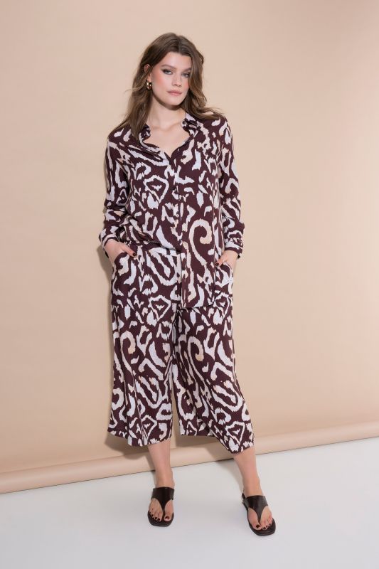 Ikat Print Elastic Waist Culottes