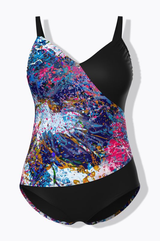 Sparkling Abstract Print Wrap-Look Swimsuit