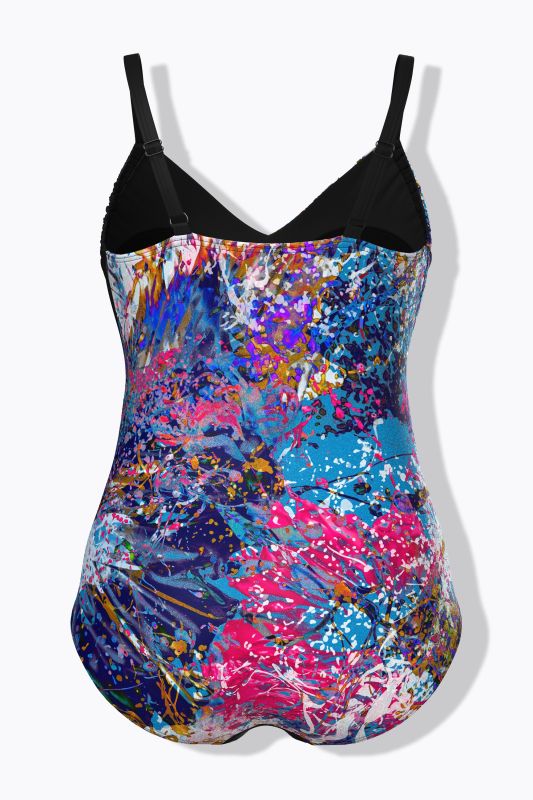 Sparkling Abstract Print Wrap-Look Swimsuit