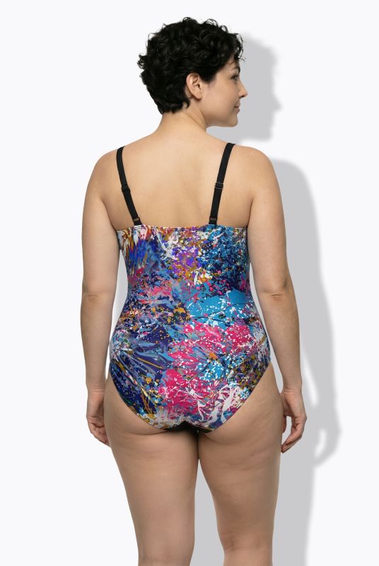 Sparkling Abstract Print Wrap-Look Swimsuit