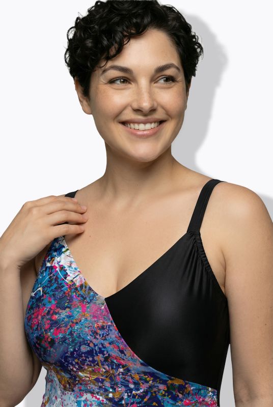 Sparkling Abstract Print Wrap-Look Swimsuit