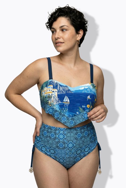 Coastal Landscape Pointed Hem Bikini Set